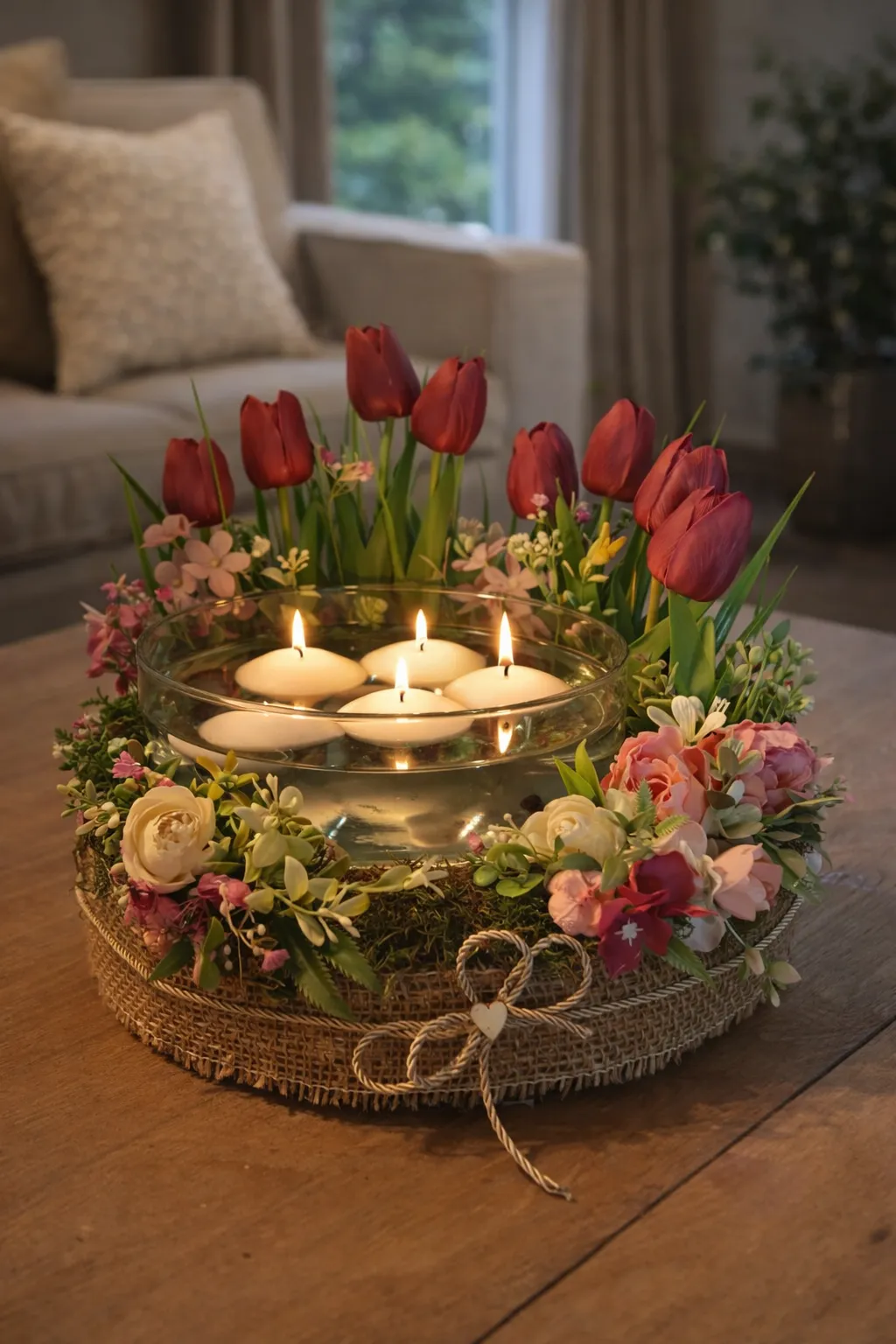 Lakásdekor virágkompozíció