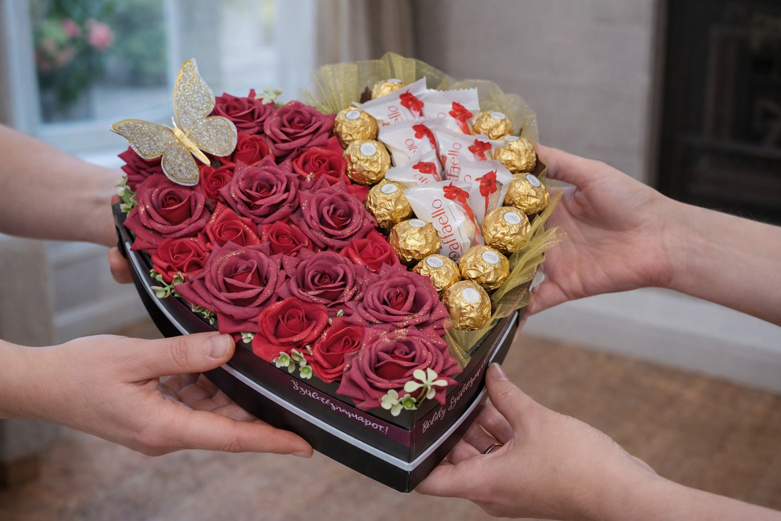 Virágbox rózsákkal